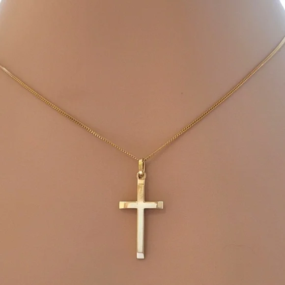 14K Yellow Gold Cross Charm Pendant #18436